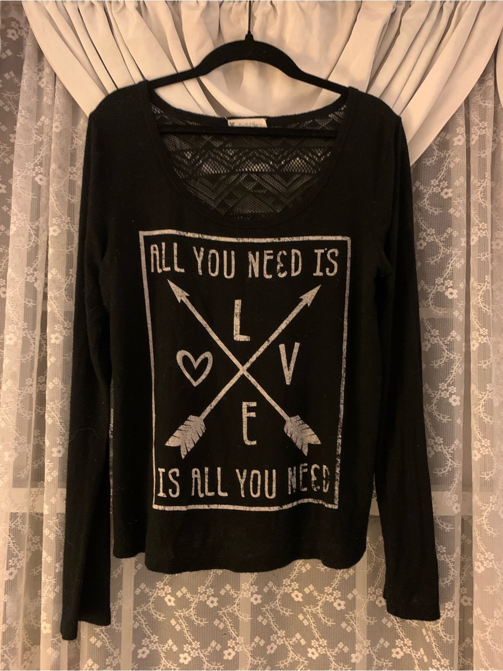 Spoiled Black Long Sleeve Graphic Tee with White Print
